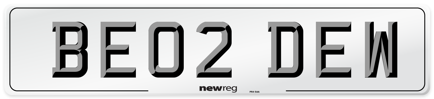 BE02 DEW Number Plate from New Reg